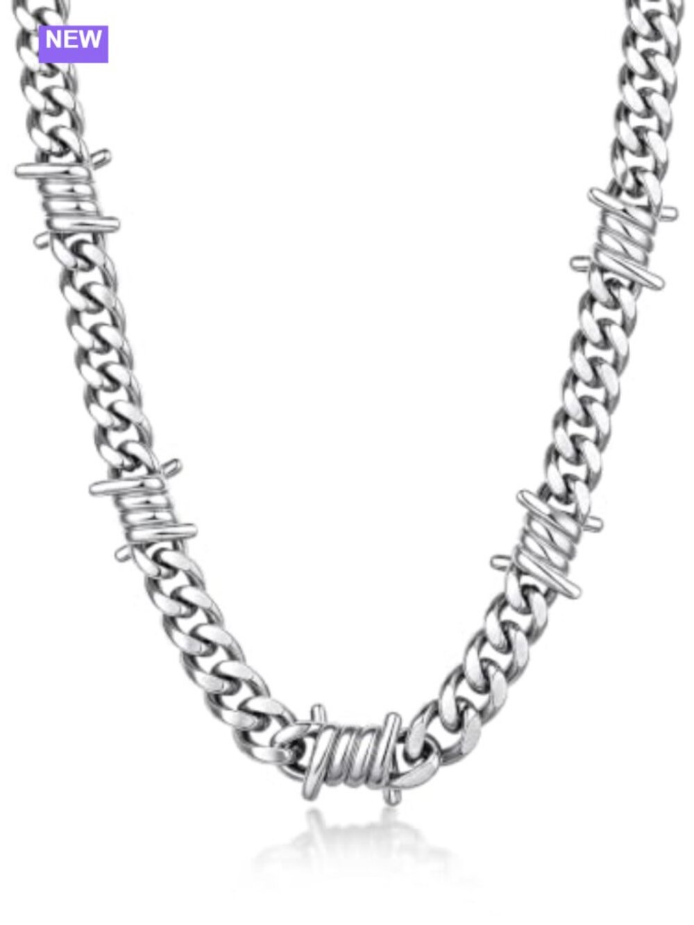 Stainless Steel Barbed Wire Cuban Chain Necklace